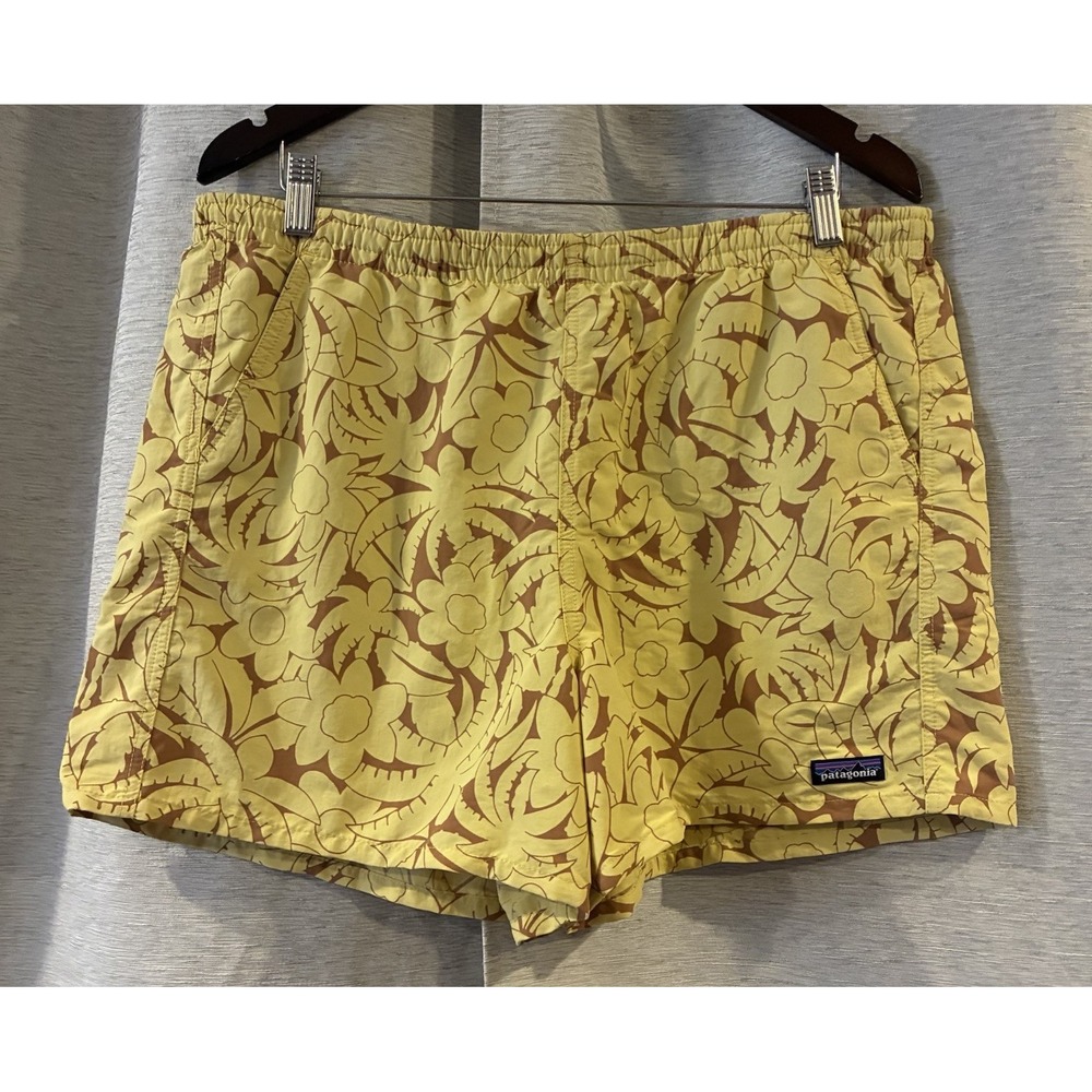 Patagonia Women’s XL Baggies Shorts Floral Yellow 4” Inseam Outdoor